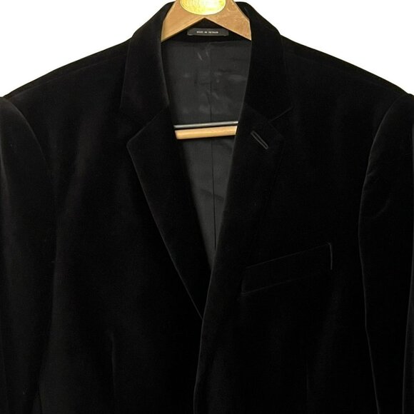 MEN’S EXPRESS BLACK VELVET 2 BUTTON BLAZER JACKET SIZE 40R - Picture 5 of 14